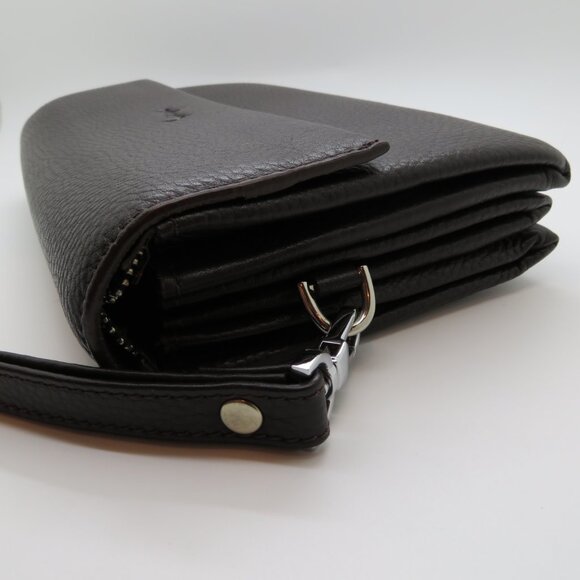 Women Handheld Wristlet Clutch Brown Leather Karya Small Strap Wallet Handbag - Picture 14 of 16